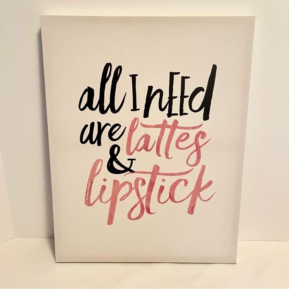 All I Need Are Lattes & Lipstick 14"x 18" Canvas Wall Art